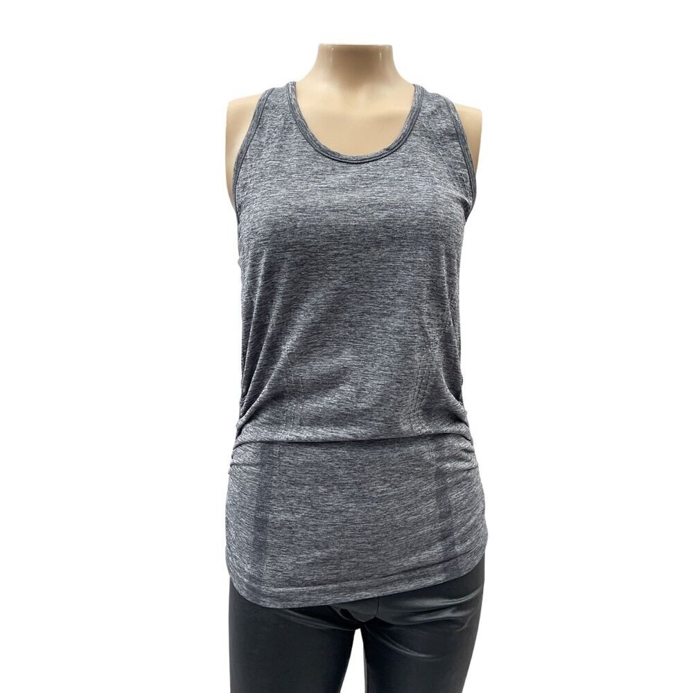 Athleta Women's Fastest Track Racerback Tank Top Scoop Neck Ruched Gray Small‎
